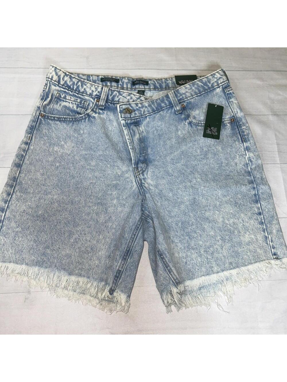 NWT Wild Fable High Rise Bermuda Cutoff Jean Shorts sz 14 Button Fly 8” Inseam